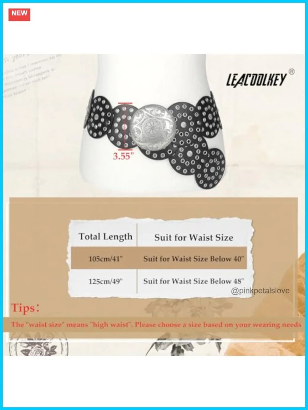 Faux Leather Western Disc Belt Wide Boho Cowgirl Belt